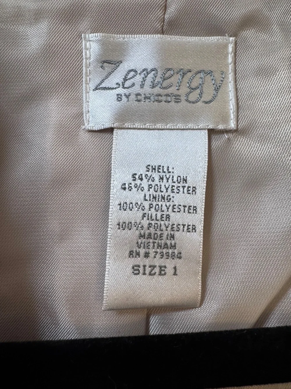 Zenergy by Chico’s Quilted Vest Beige Champagne Metallic Zip Front Size 1 - Picture 10 of 11